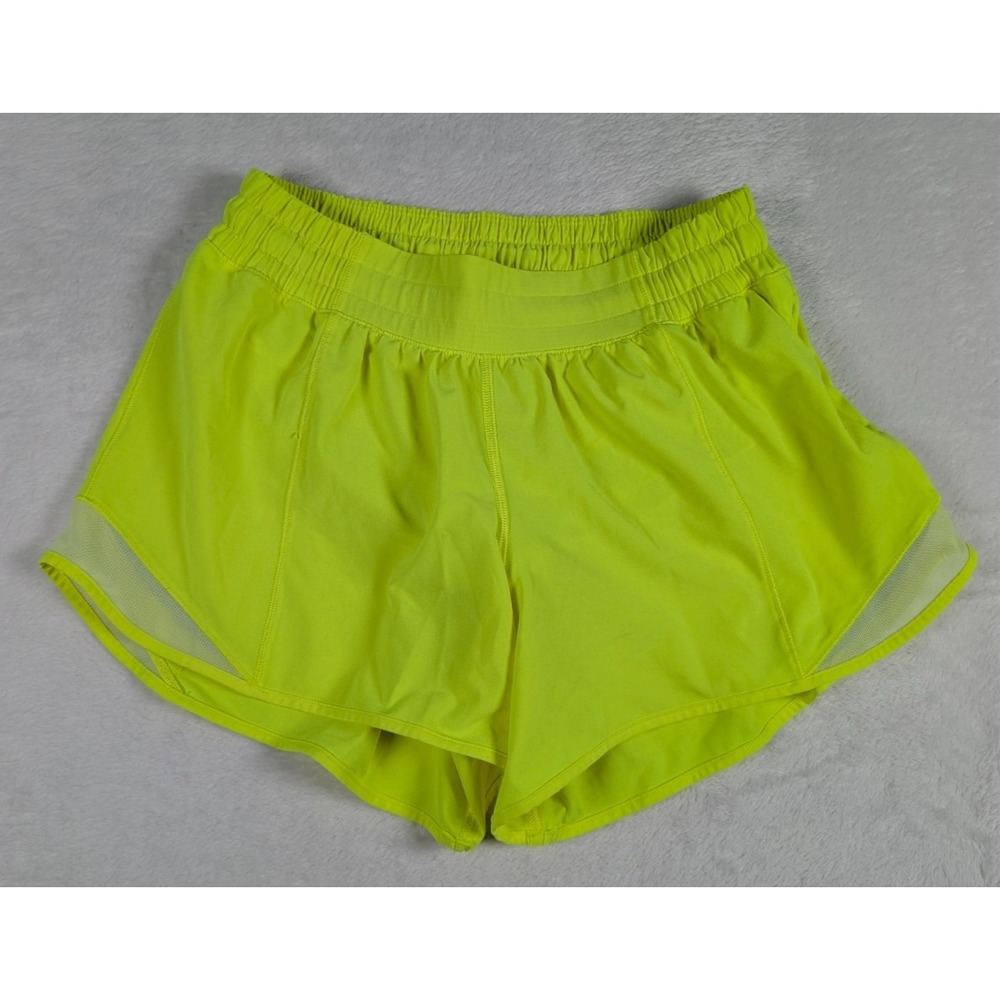 Lululemon Hotty Hot Short II Womens sz 6‎ Tall Neon Yellow Lined  Running